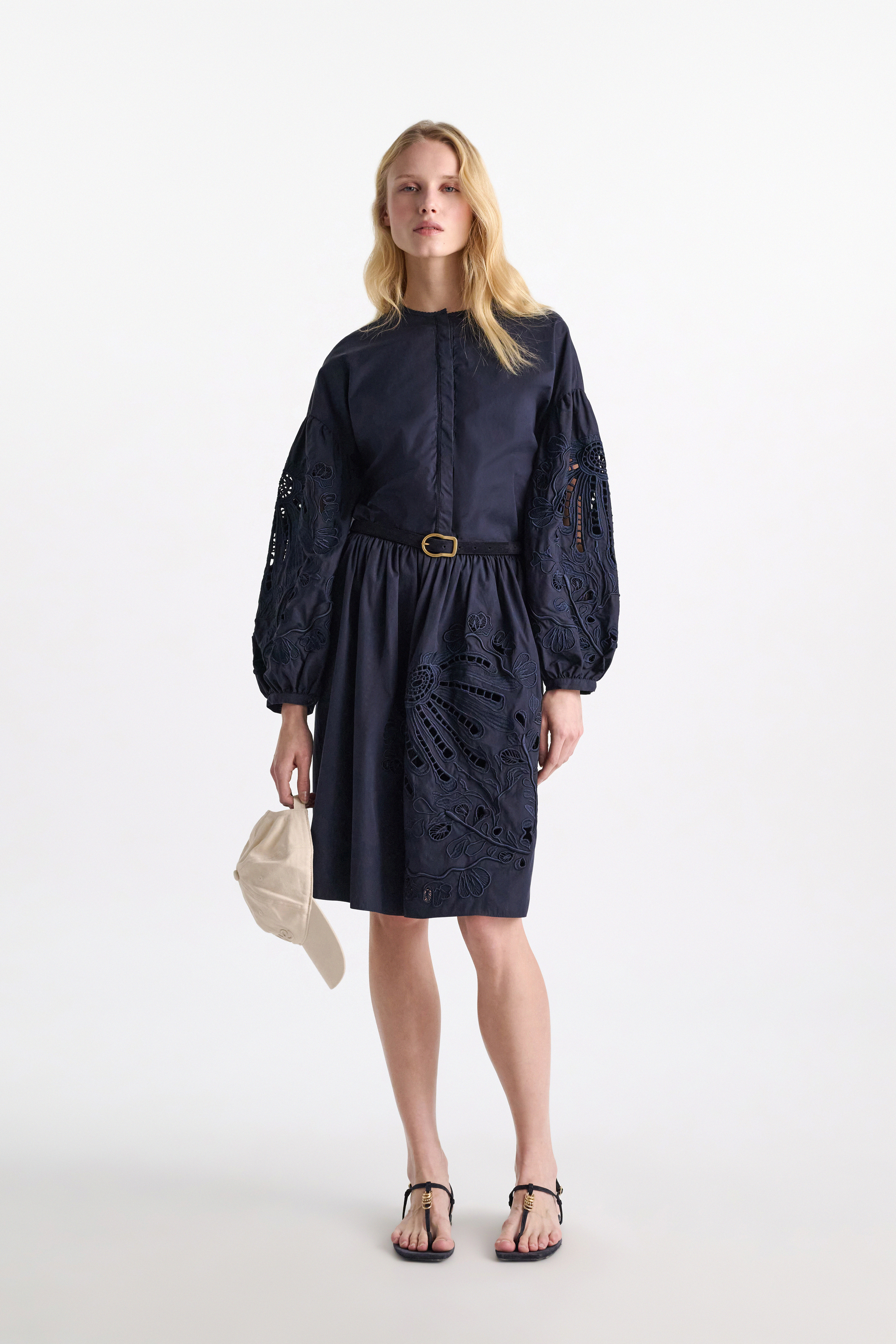 Dorothee Schumacher Cotton blouse with broderie anglaise embroidery dark navy